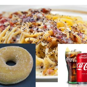 pasta + postre + bebida